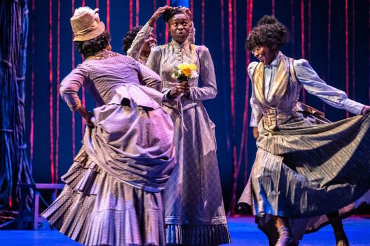 L to R: Kristin Renee Young (Lucy); Khay (Ensemble); Neema Bickersteth (Treemonisha); Jaz Fairy-J Spencer (Ensemble)
Photo credit: Dahlia Katz | Production: Scott Joplin's Treemonisha: A Musical Reimagining (2023